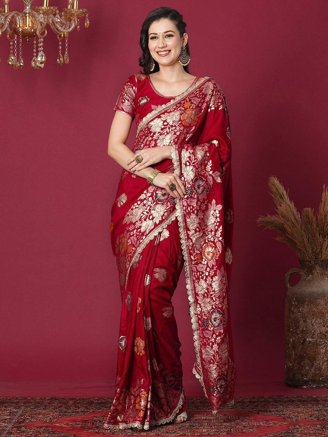 satrani woven design floral zari banarasi saree satrani woven design floral zari banarasi saree